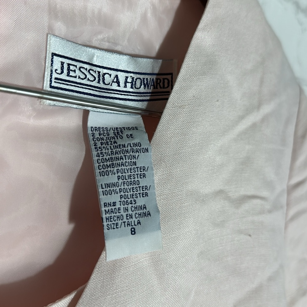 🌼 JESSICA HOWARD LINEN BLENDED PINK 2PIECE DRESS. SIZE 8 - Picture 9 of 12